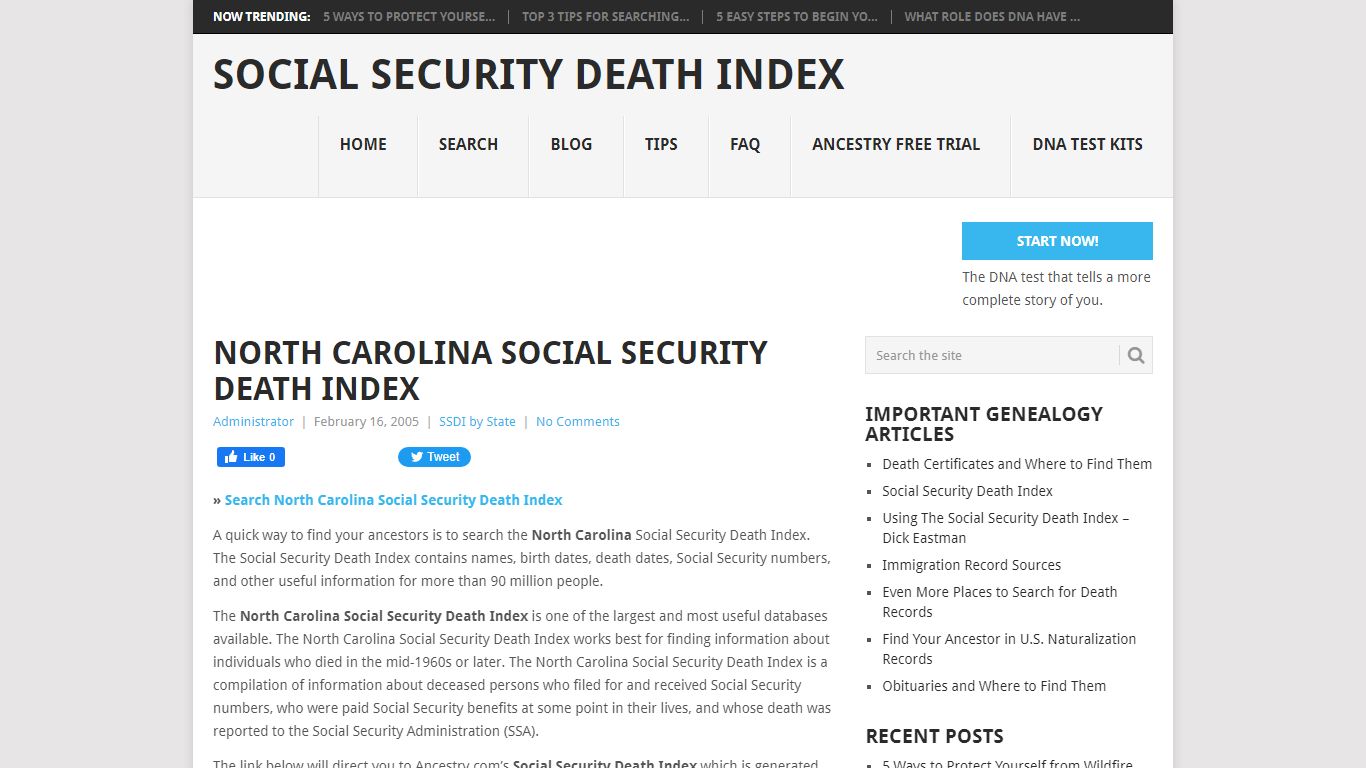 North Carolina Social Security Death Index