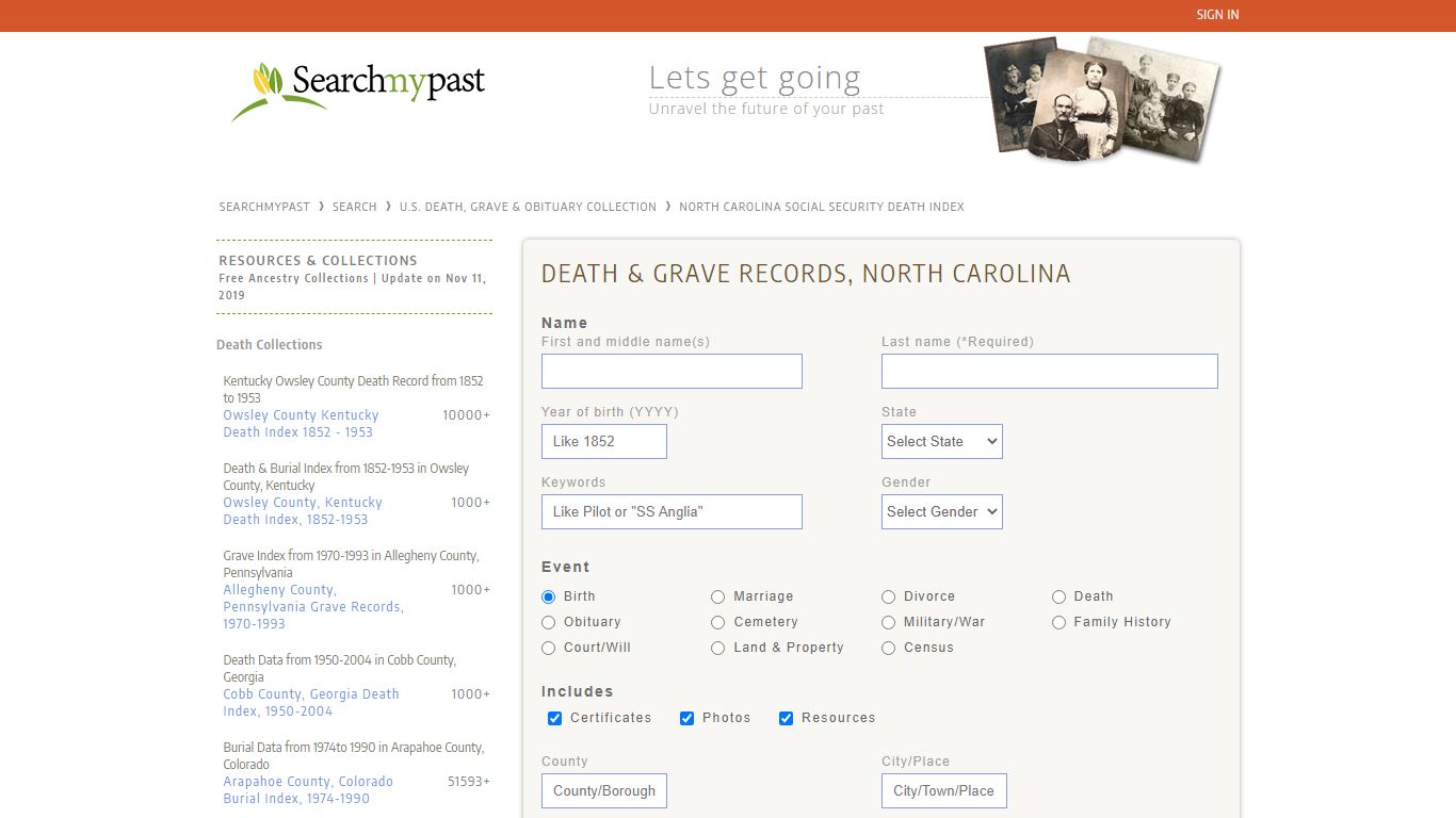 North Carolina Social Security Death Index | Searchmypast